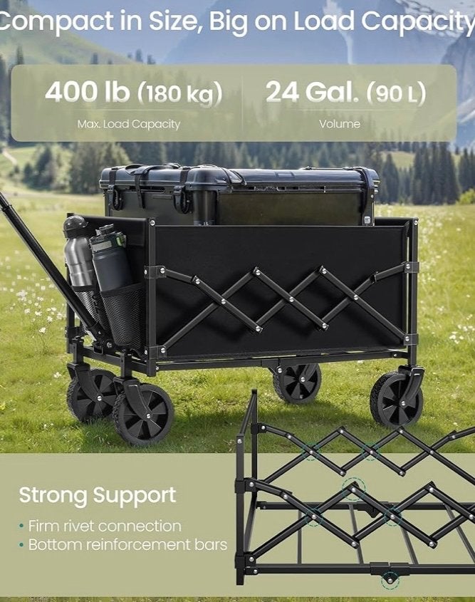Opvouwbare bolderkar - Zwart - 180 kg draagvermogen, Caravans en Kamperen, Bolderkarren, Ophalen, Opvouwbaar, Nieuw