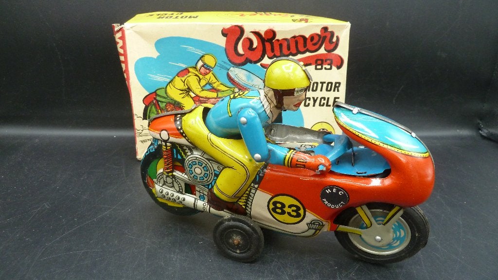 Vintage blikken motor HEC India Winner 83, Antiek en Kunst, Ophalen of Verzenden