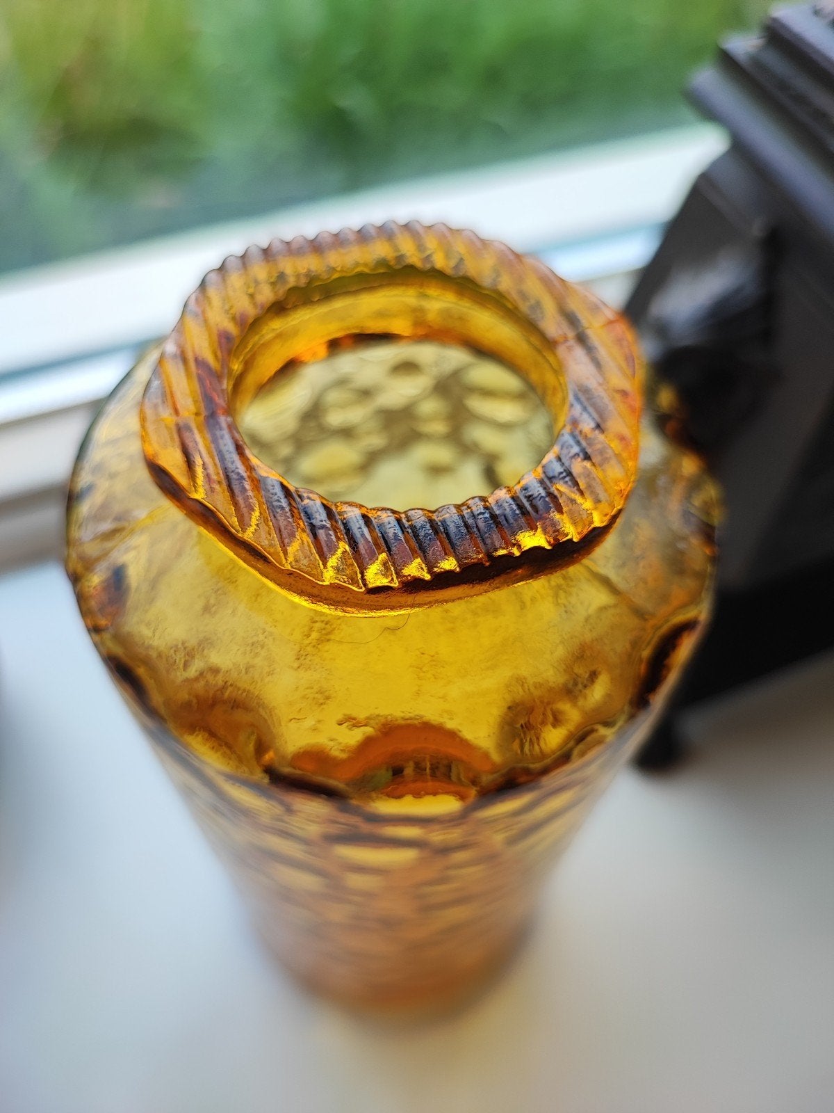 Vintage Amber Goud Honing Hirschberg Duitsland vaas 20 cm, Antiek en Kunst, Ophalen of Verzenden