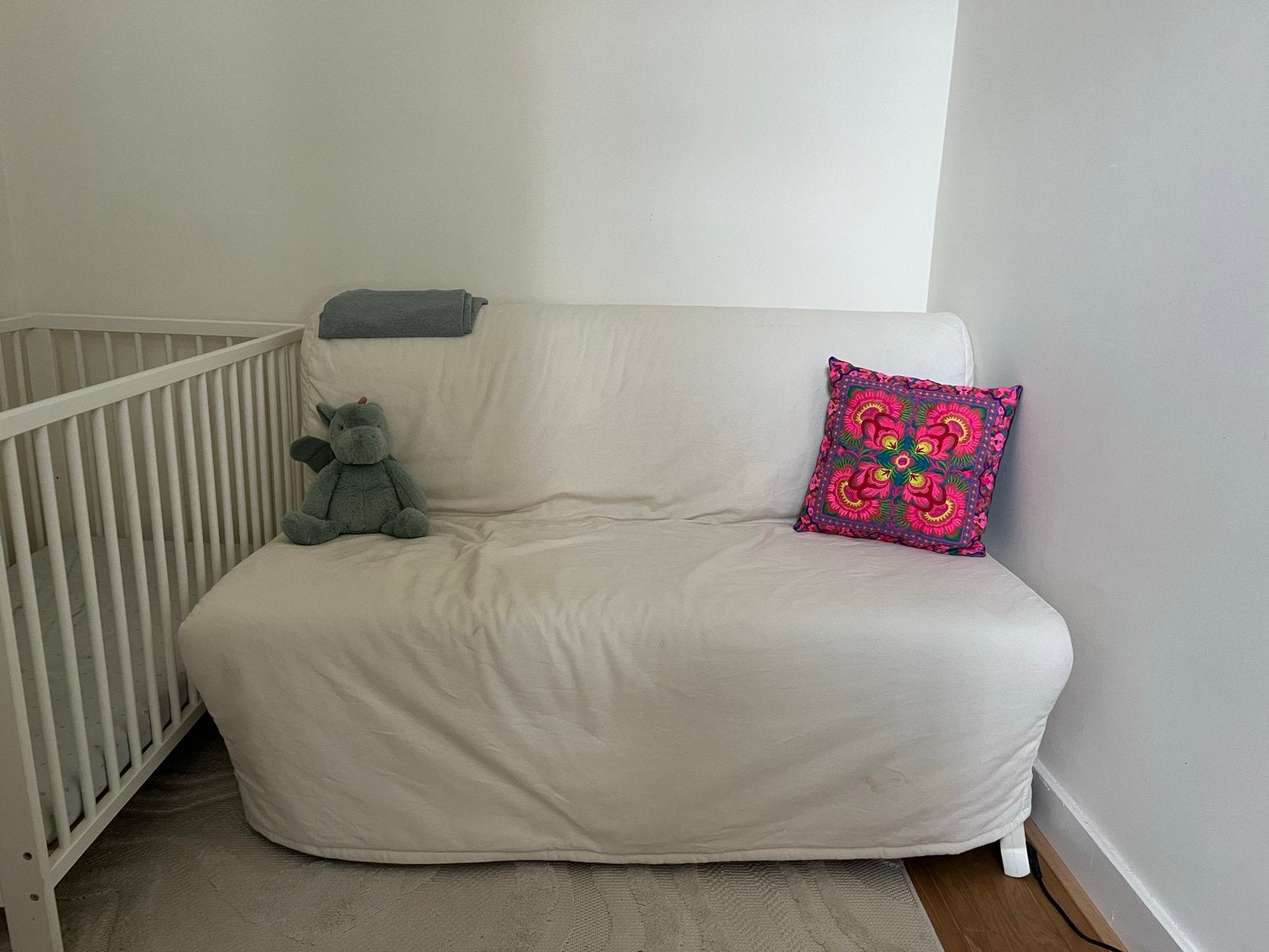 IKEA LYCKSELE LÖVÅS 2-zits slaapbank, naturel, Ophalen, Gebruikt, Tweepersoons, 140 cm