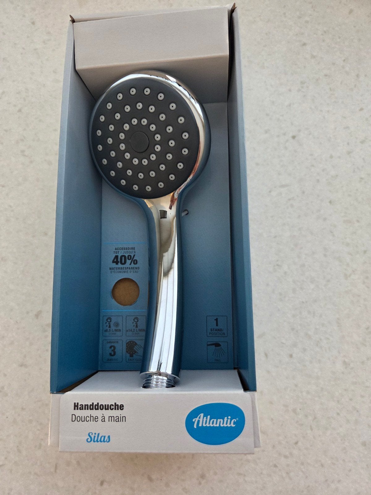Atlantic Silas Handdouche - Nieuw in doos, Doe-het-zelf en Verbouw, Ophalen of Verzenden, Nieuw, Chroom, Douche