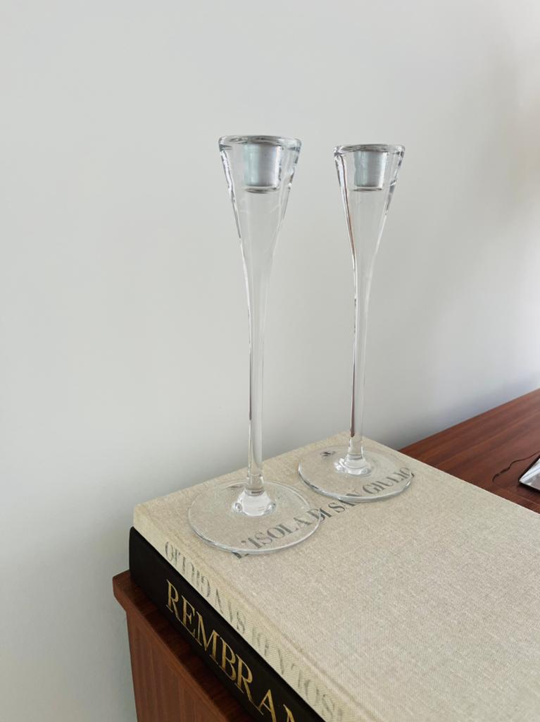 Vintage ikea kandelaren glas japandi bolia, Huis en Inrichting, Overige materialen, Ophalen of Verzenden, Zo goed als nieuw, Kandelaar