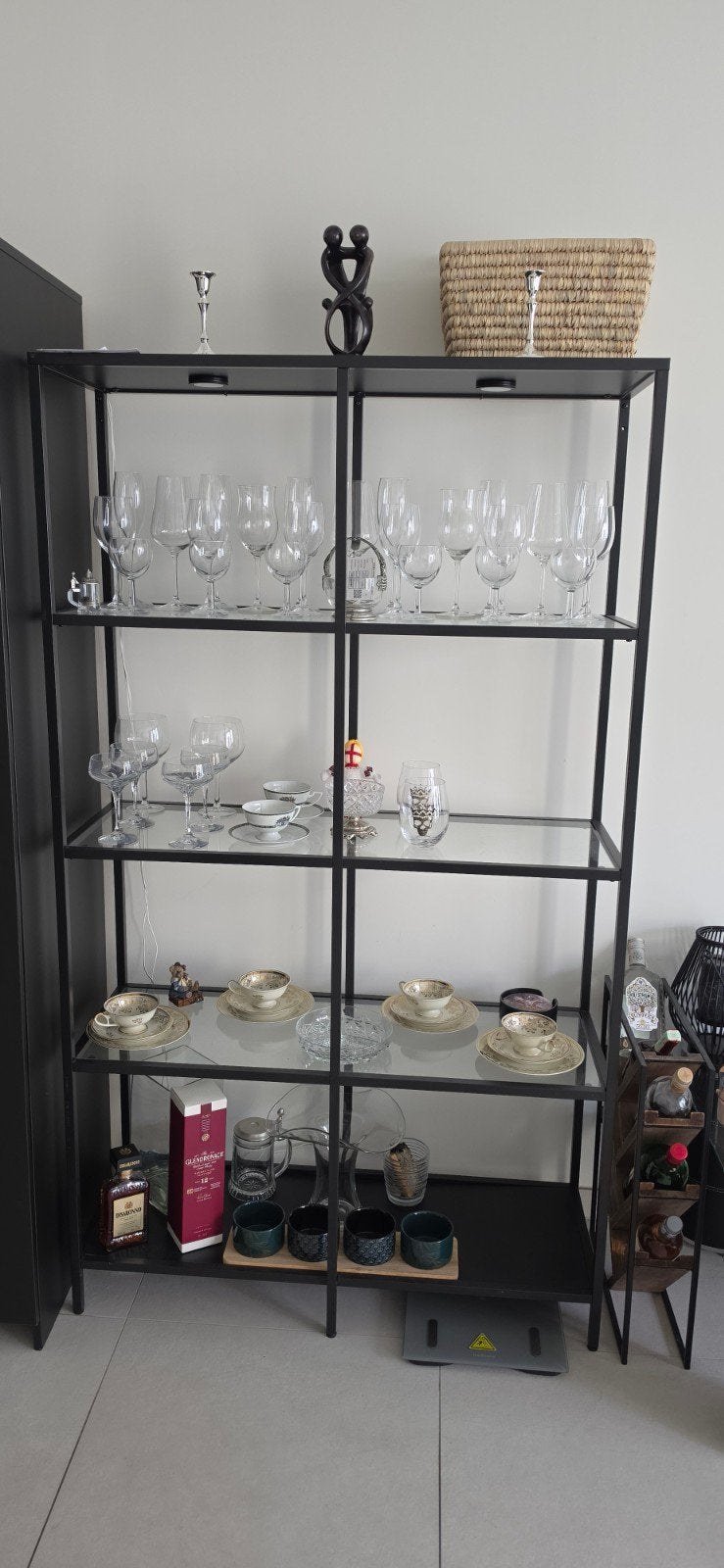 Shelving unit, black/glass., Ophalen of Verzenden, 25 tot 50 cm, Minder dan 100 cm