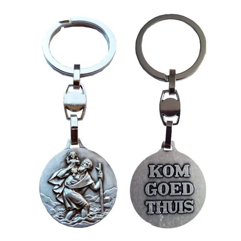 Sleutelhanger H. Christoffel "Kom goed thuis" (nieuw), Ophalen of Verzenden, Zo goed als nieuw