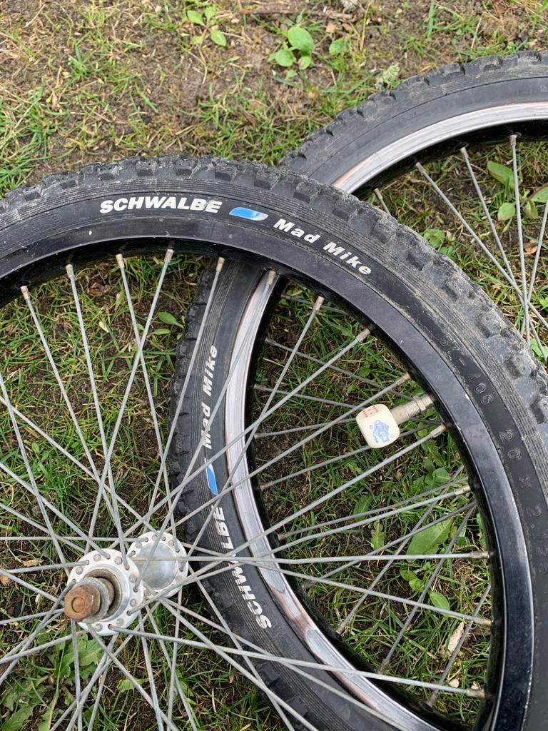 Old school BMX wielen Weinmann 20x1.75 met Schwalbe banden, Aluminium, Ophalen, Wiel, Gebruikt