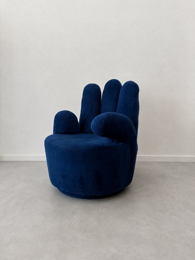JAREN '90 DRAAIFAUTEUIL - HAND | BLAUW, Huis en Inrichting, Fauteuils, Zo goed als nieuw, 50 tot 75 cm, 75 tot 100 cm, Ophalen