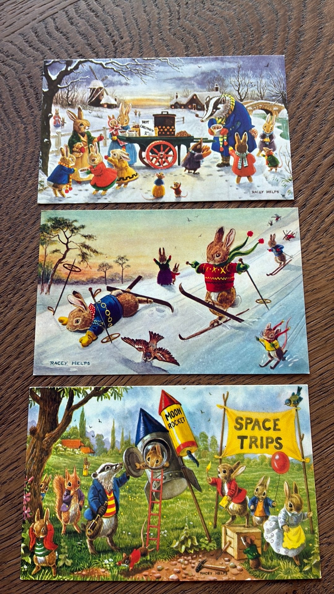 Racey Helps. Maanraket,plezier op ski’s,hete kastanjes, Ophalen of Verzenden, Ongelopen