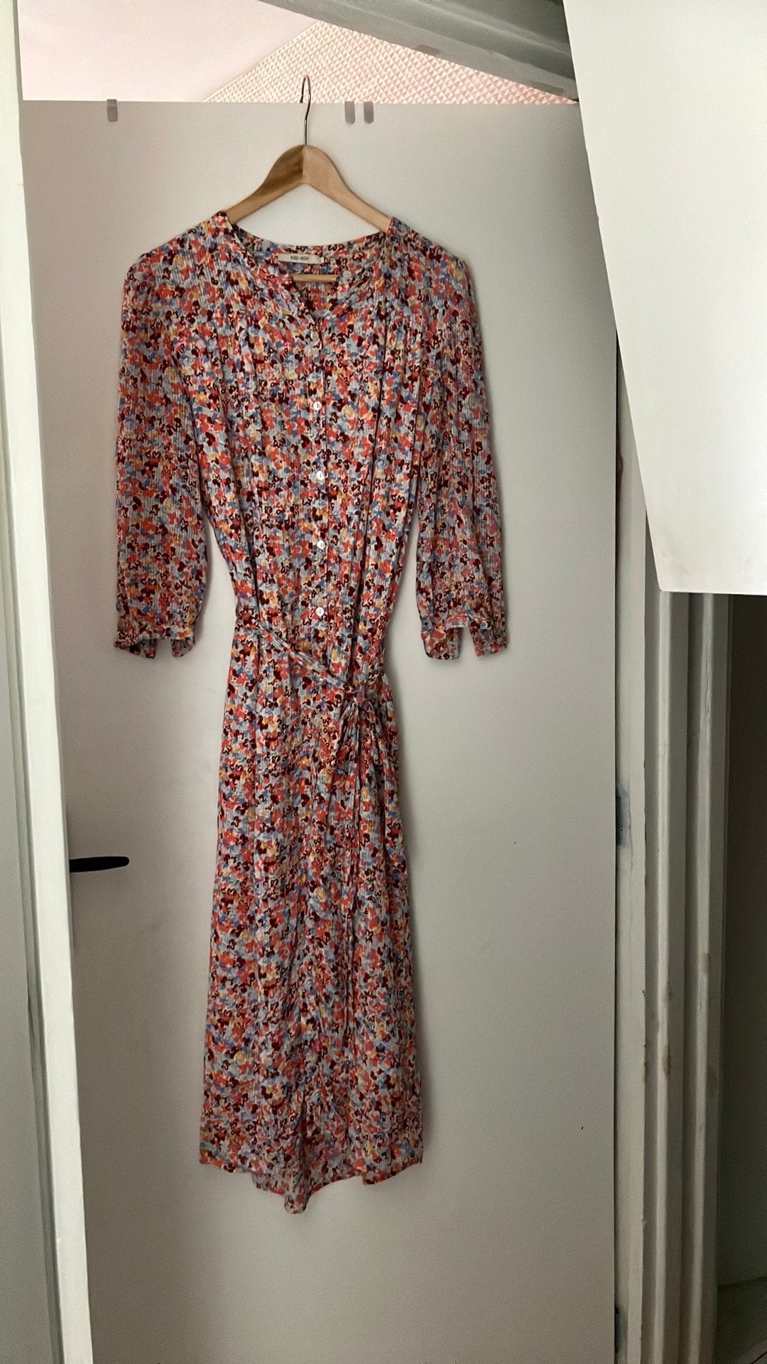 Prachtige gebloemde lange jurk Sissy Boy viscose  L/40, Maat 38/40 (M), Blauw, Ophalen of Verzenden, Zo goed als nieuw