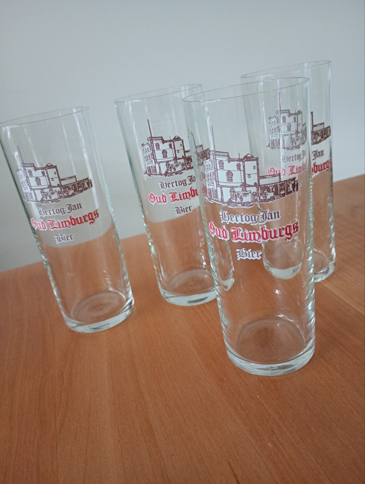 4 Hertog Jan Oud Limburgs Bier glazen 0.2l, Ophalen, Overige merken, Glas, Overige typen