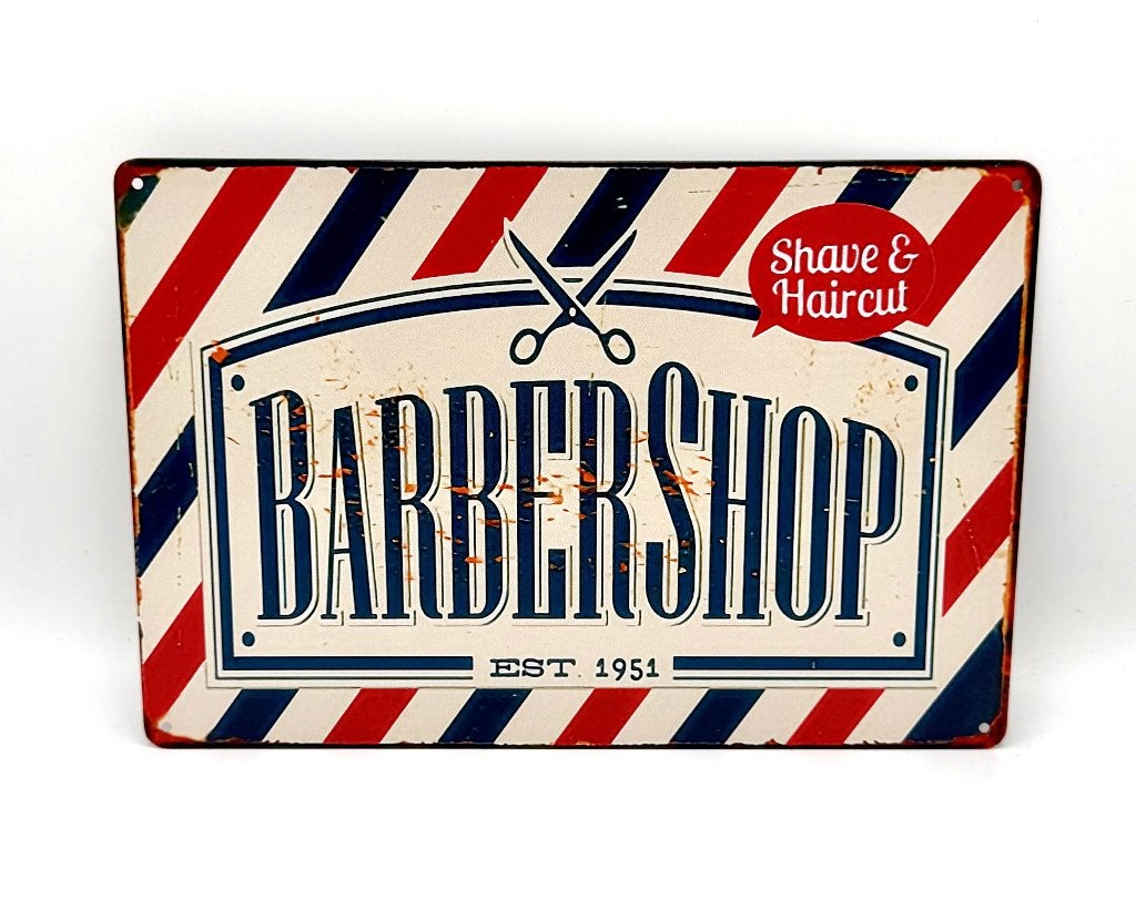 Barbershop bord | 20x30cm | mancave garage cafe racer, Ophalen of Verzenden, Nieuw, Reclamebord