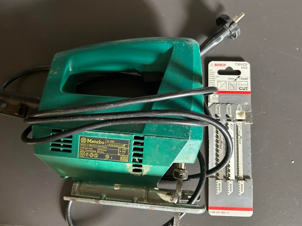 Metabo ST 350 Decoupeerzaag met Bosch zaagbladen, Doe-het-zelf en Verbouw, Gebruikt, Decoupeerzaag, Ophalen of Verzenden, 30 tot 70 mm