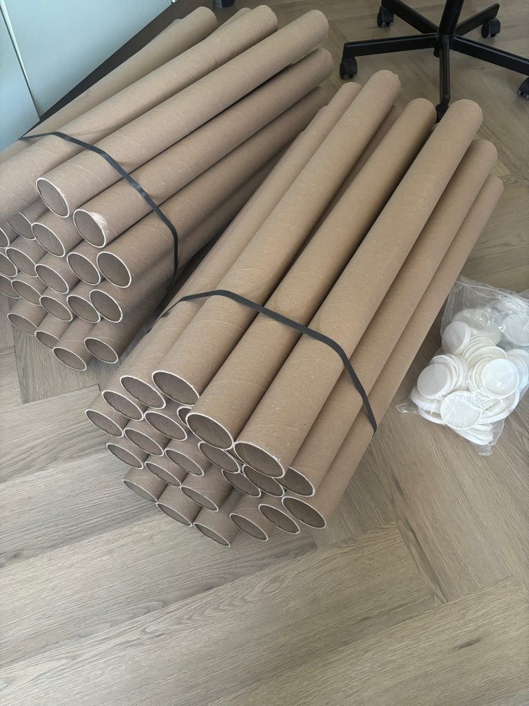Kartonnen kokers mét dop, Hobby en Vrije tijd, Ophalen, Gebruikt, Overige thema's, Papier of Karton