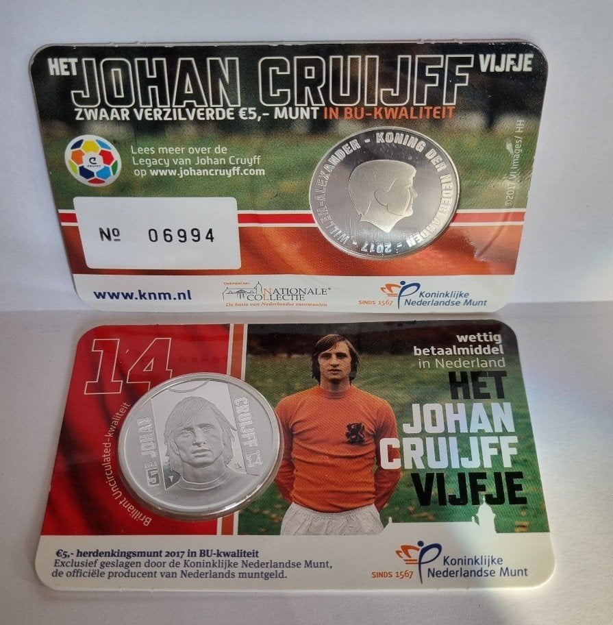 5 Euro coincard 2017 Johan Cruijff – BU, Ophalen of Verzenden, Koningin Beatrix, Euro's