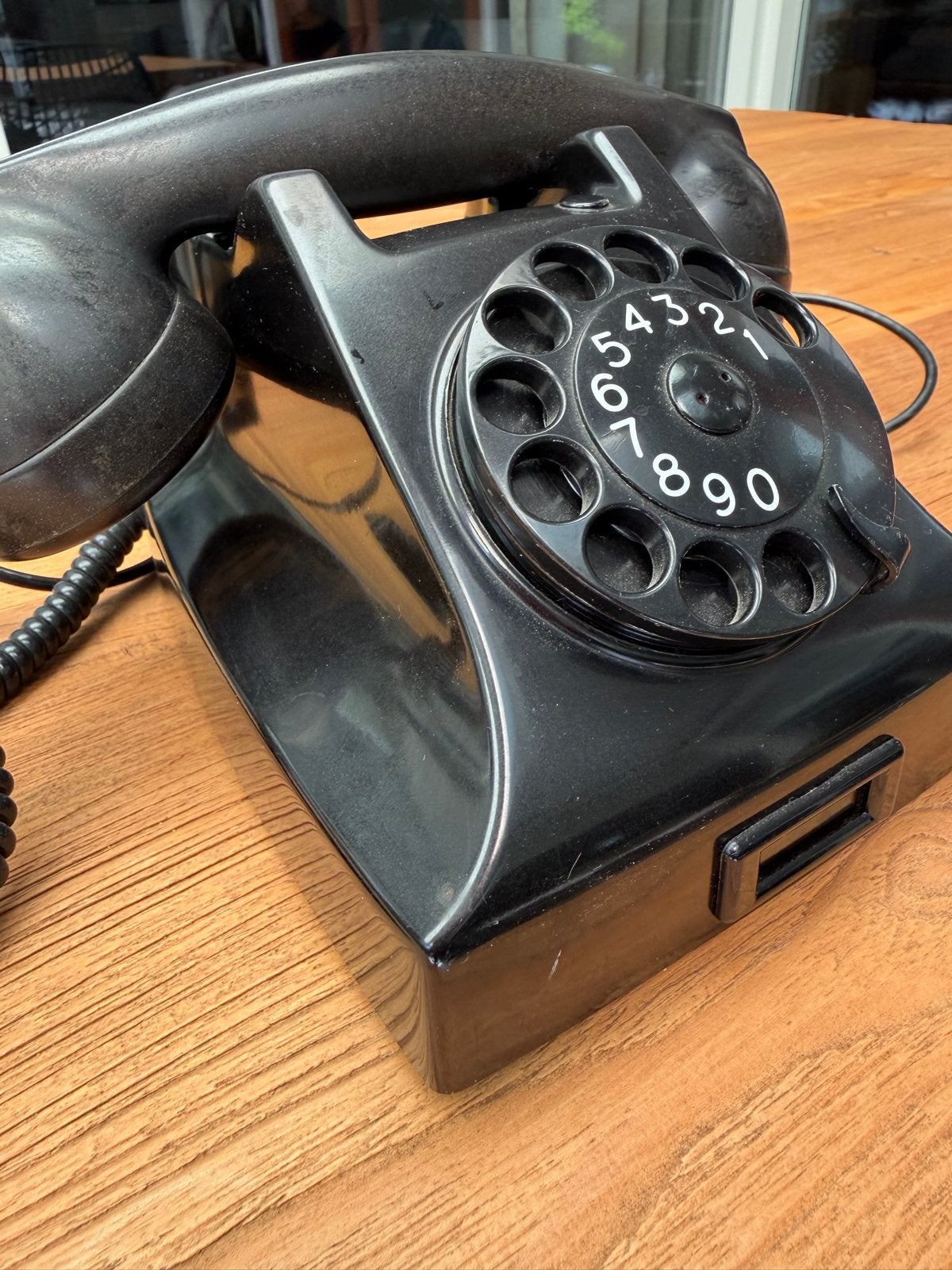 Vintage PTT Telefoon met Draaischijf - Bakeliet Zwart, Telecommunicatie, Vaste telefoons | Niet Draadloos, Ophalen, Gebruikt, Bakeliet