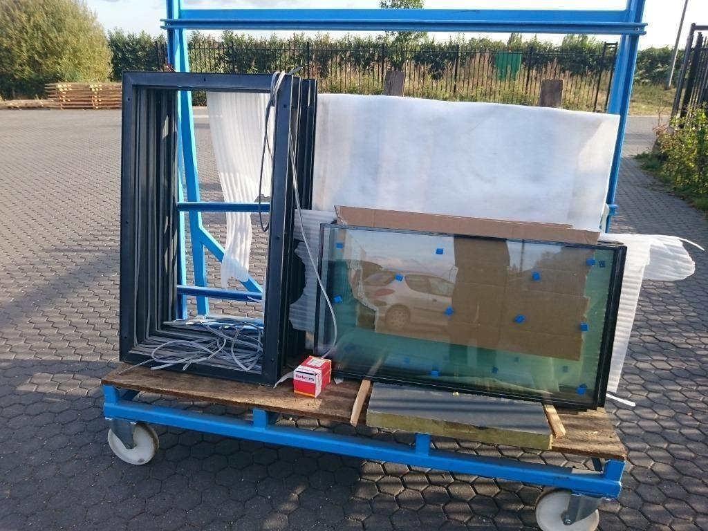 2 inbouwpanelen ramen met dubbelglas voor INDUSTRIEDEUR, Ophalen, Gebruikt, 120 cm of meer, Buitendeur