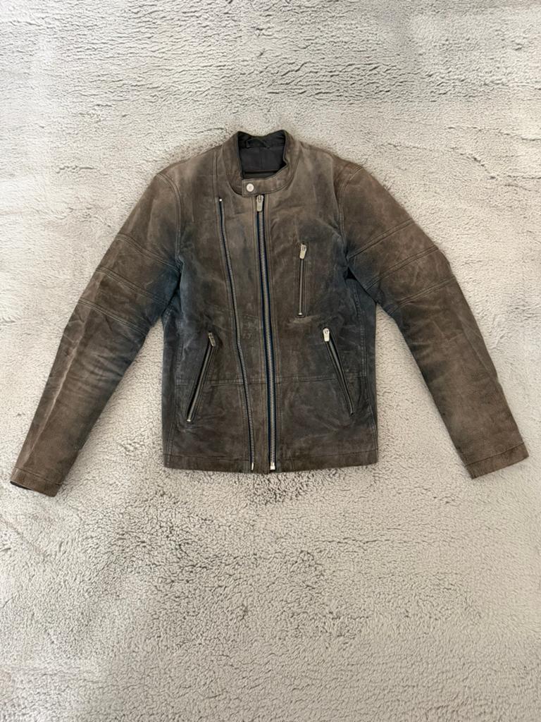 Zara Blue Leather Biker Jacker Maat S, Ophalen of Verzenden, Zo goed als nieuw, Maat 46 (S) of kleiner, Blauw