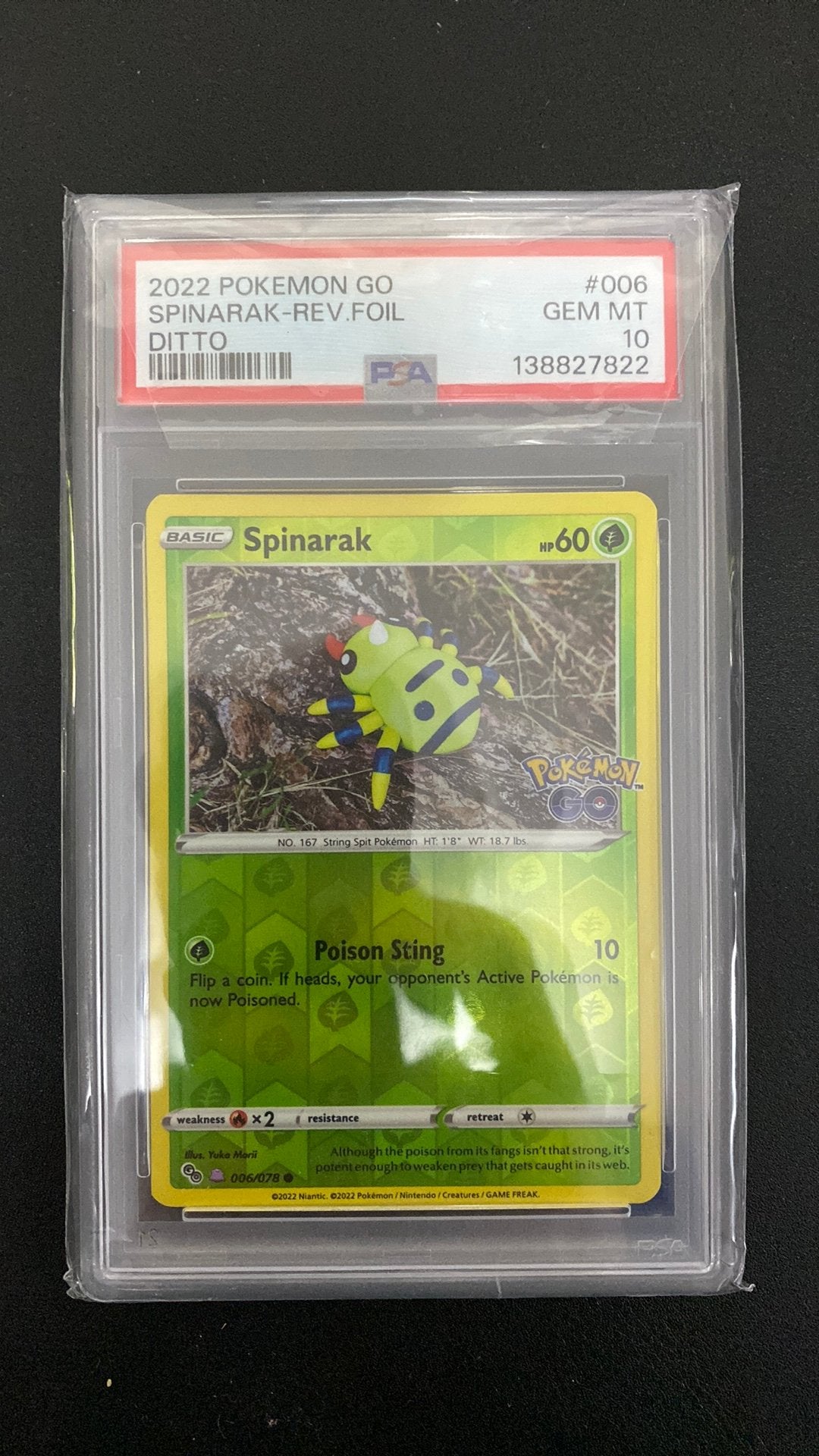 Pokemon go peelable ditto spinarak reverse holo 006 pop 86, Ophalen of Verzenden, Nieuw, Losse kaart