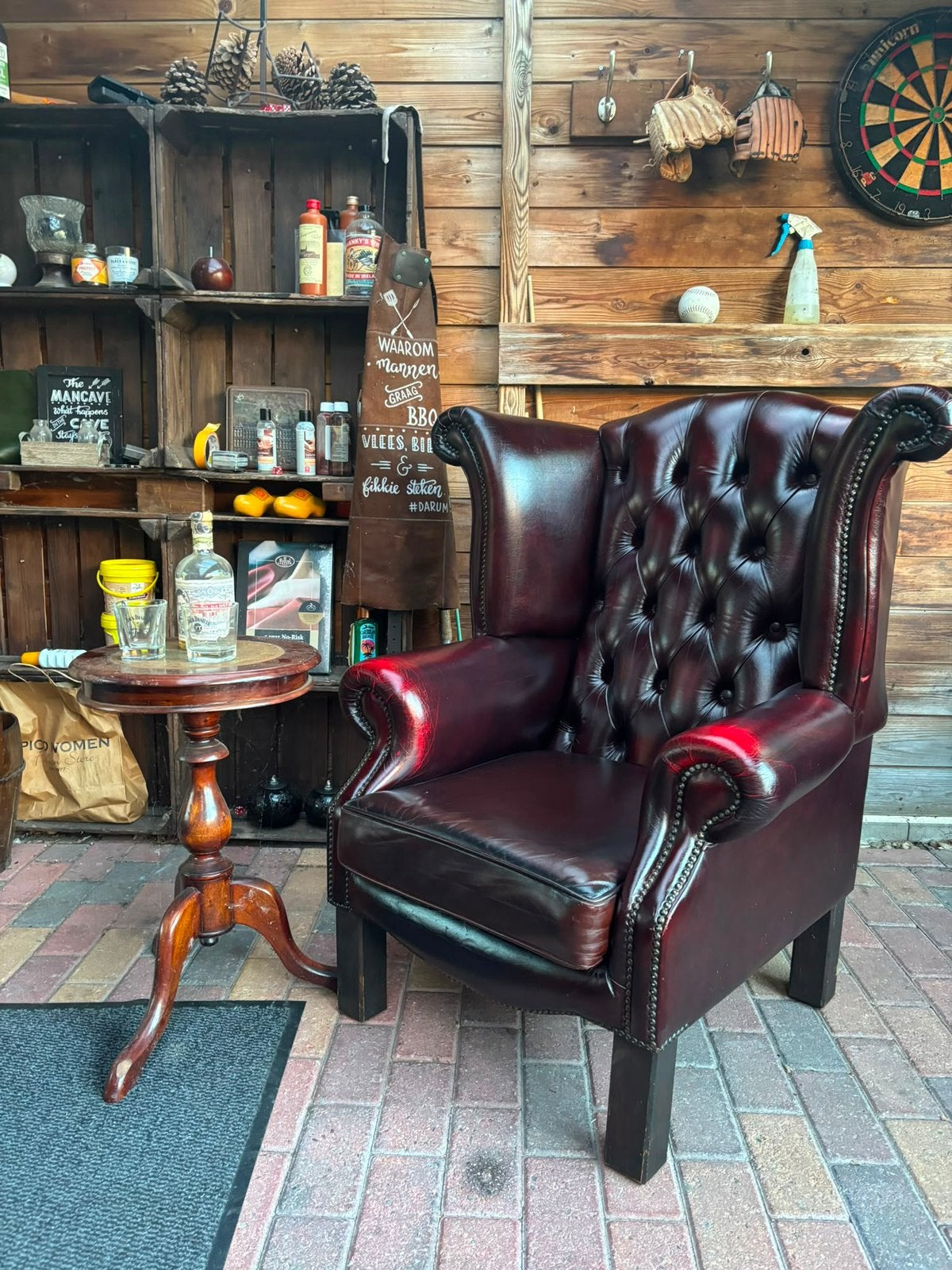 Chesterfield Oorfauteuil in Oxblood!!, Huis en Inrichting, Ophalen of Verzenden, Zo goed als nieuw, 75 tot 100 cm, Leer