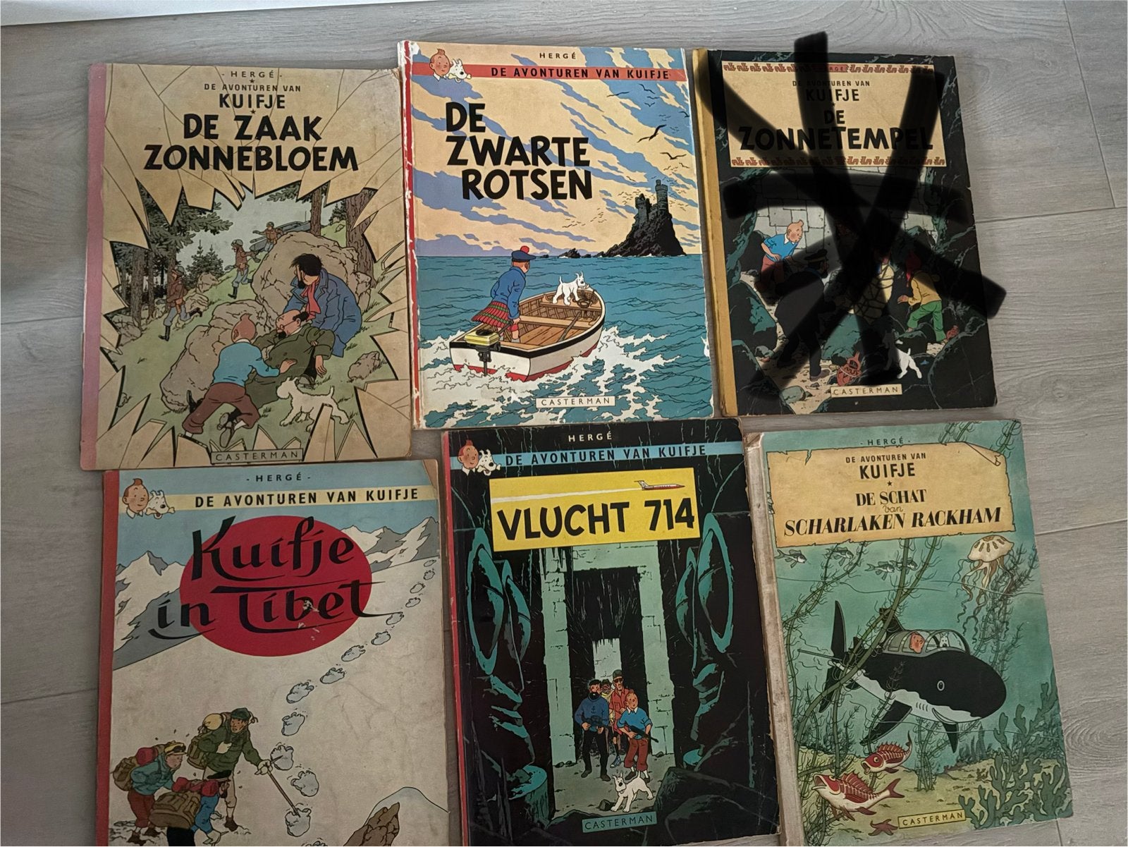 Kuifje stripboeken - 5 delen (De Zaak Zonnebloem, De Zwarte, Meerdere stripboeken, Ophalen of Verzenden, Gelezen