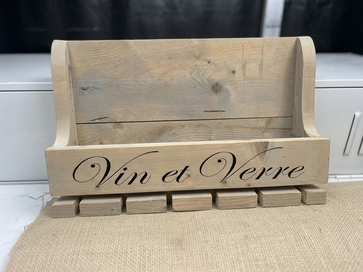 Houten Wijnflessenhouder met glazenrek - "Vin et Verre", Huis en Inrichting, Ophalen, Nieuw, Minder dan 5 flessen, 5 – 50
