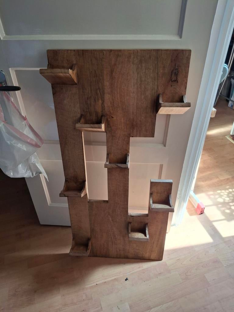 Wandbord voor flessen teak, Ophalen, 100 tot 150 cm, Teakhout, Nieuw