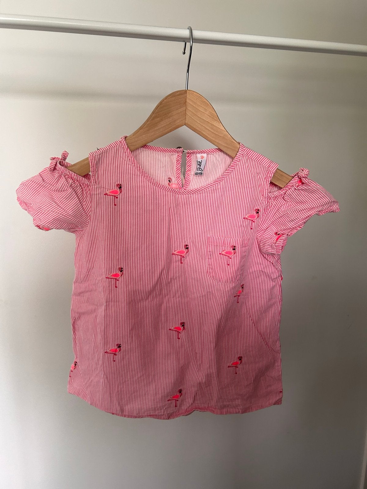 Jill Meisjes Top Roze met Flamingo's Maat 122/128, Ophalen of Verzenden, Gebruikt, Meisje, Shirt of Longsleeve
