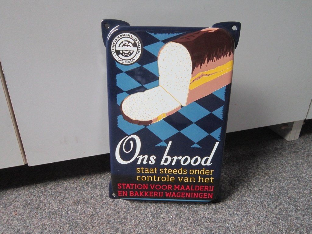 ONS BROOD EMAILLE RECLAMEBORD, Verzamelen, Ophalen, Zo goed als nieuw, Reclamebord