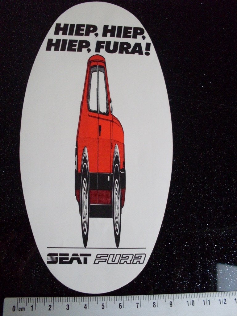 sticker seat Fura hiep hiep hiep fura! vintage car, Verzenden, Zo goed als nieuw, Auto of Motor