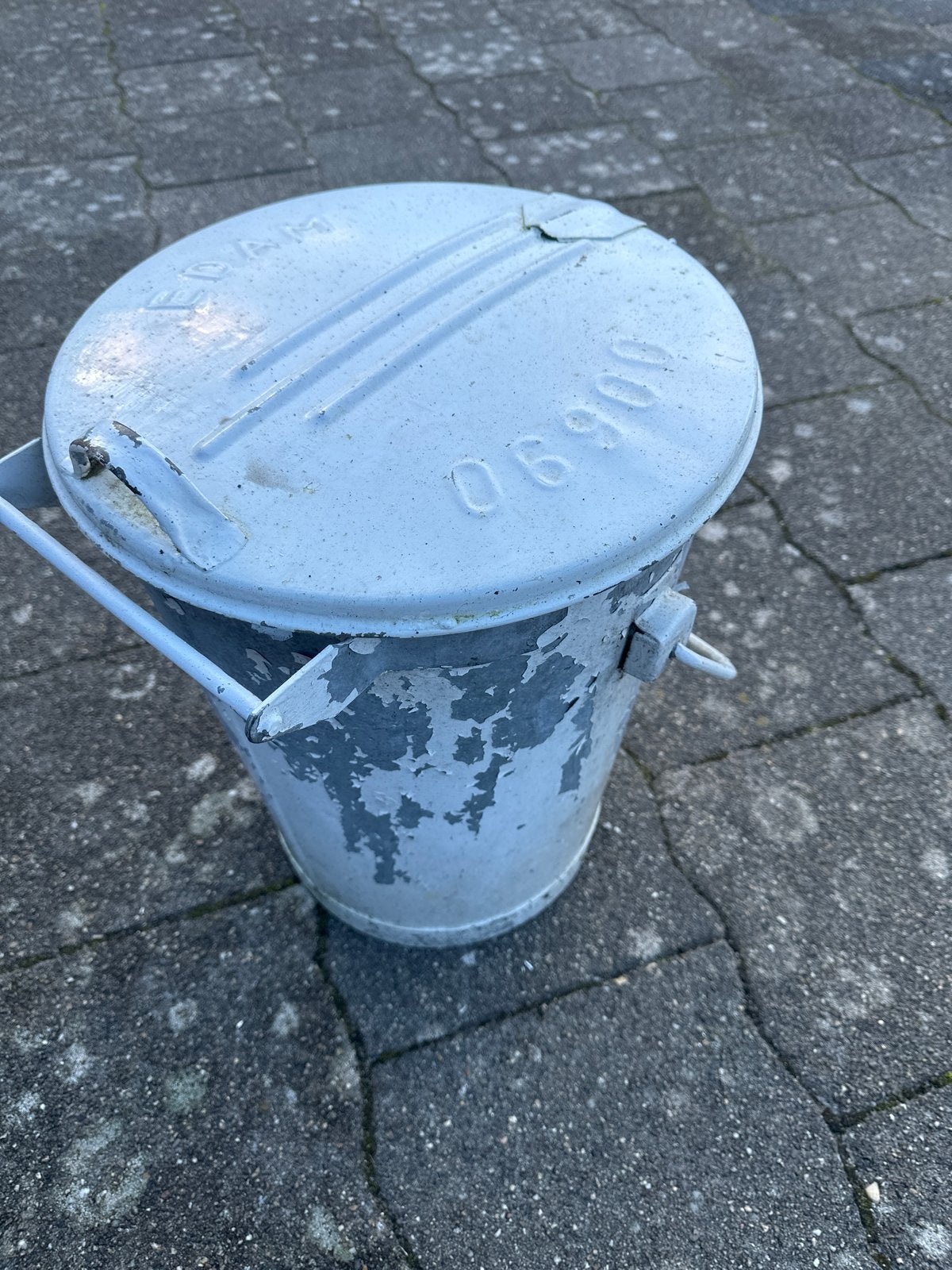 Vintage Zinken Vuilnisemmer Jaren '60 - Plantenbak, Ophalen