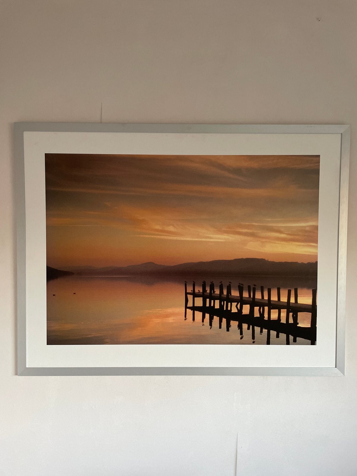 IKEA NORRSUND Foto/Poster - Zonsondergang aan het meer, Ophalen of Verzenden, Zo goed als nieuw, 100 tot 125 cm, Foto of Poster