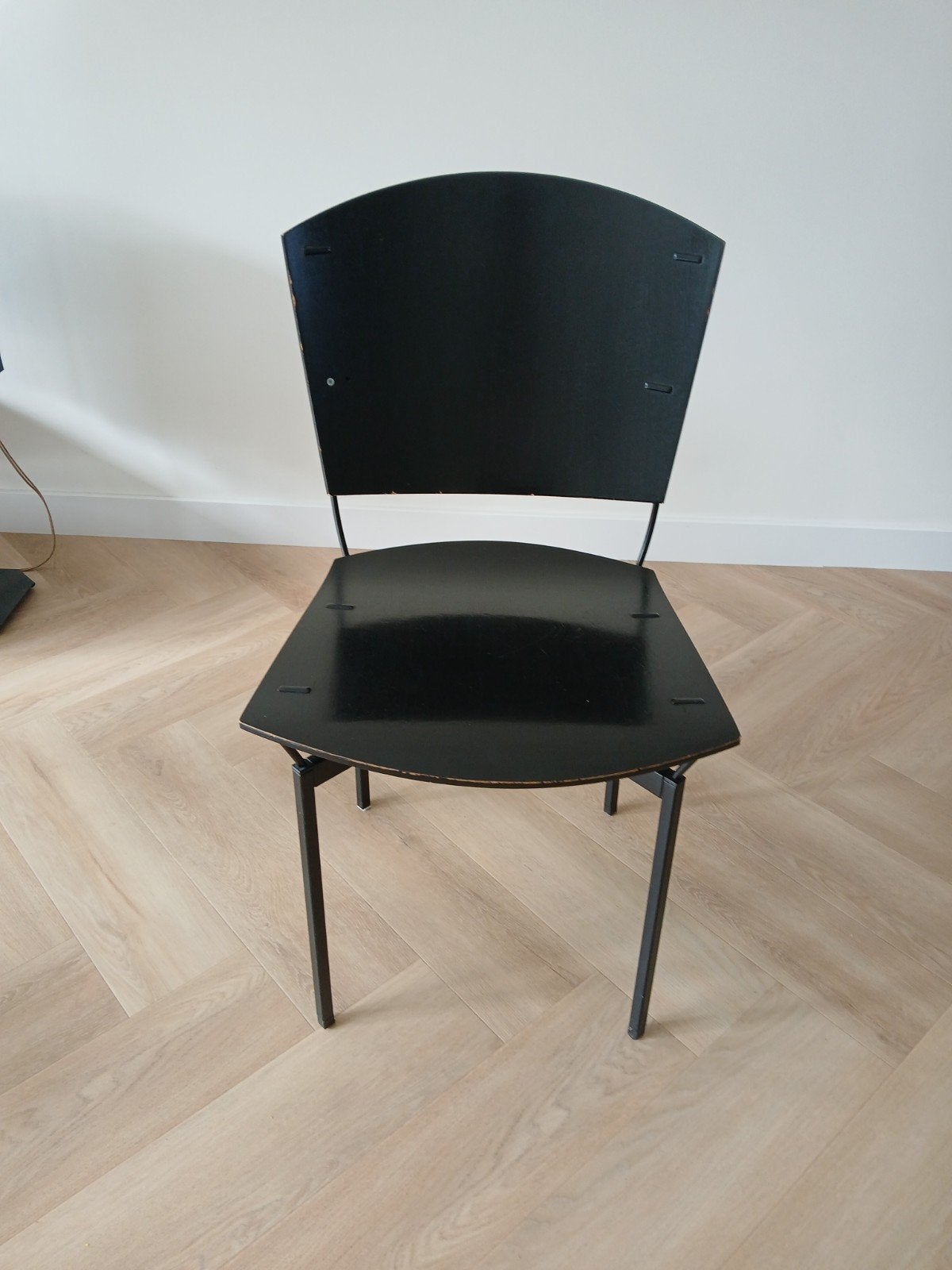 4 vintage design stoelen "Black elasta chair" van Arflex, Ophalen, Gebruikt, Zwart, Vier