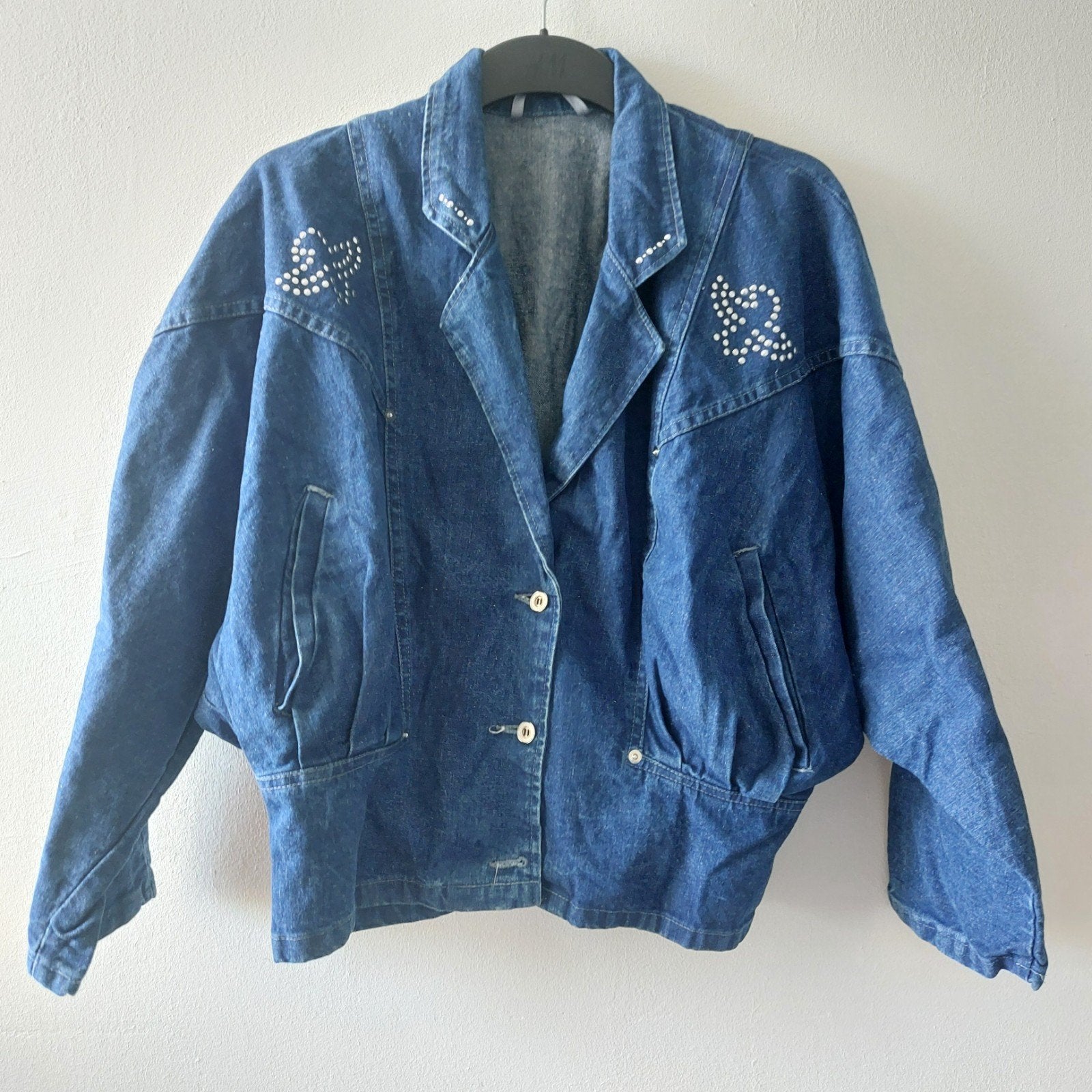 Vintage Dressing 80s oversized batwing denim jacket, Kleding | Dames, Vintage Dressing, Blauw, Ophalen of Verzenden, Zo goed als nieuw