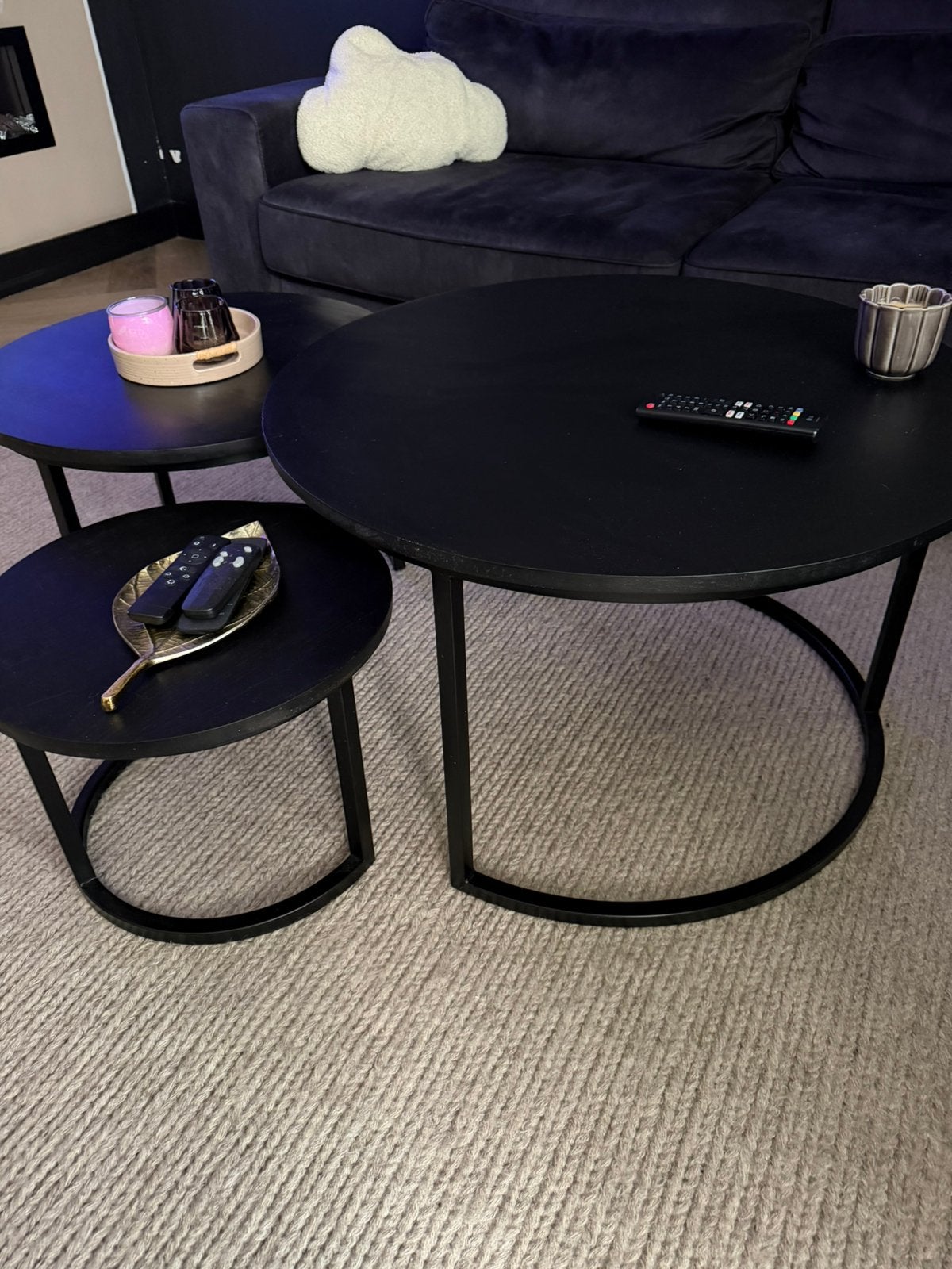 Salontafels rond mangohout zwart, Ophalen, Zo goed als nieuw, Rond, 50 tot 100 cm