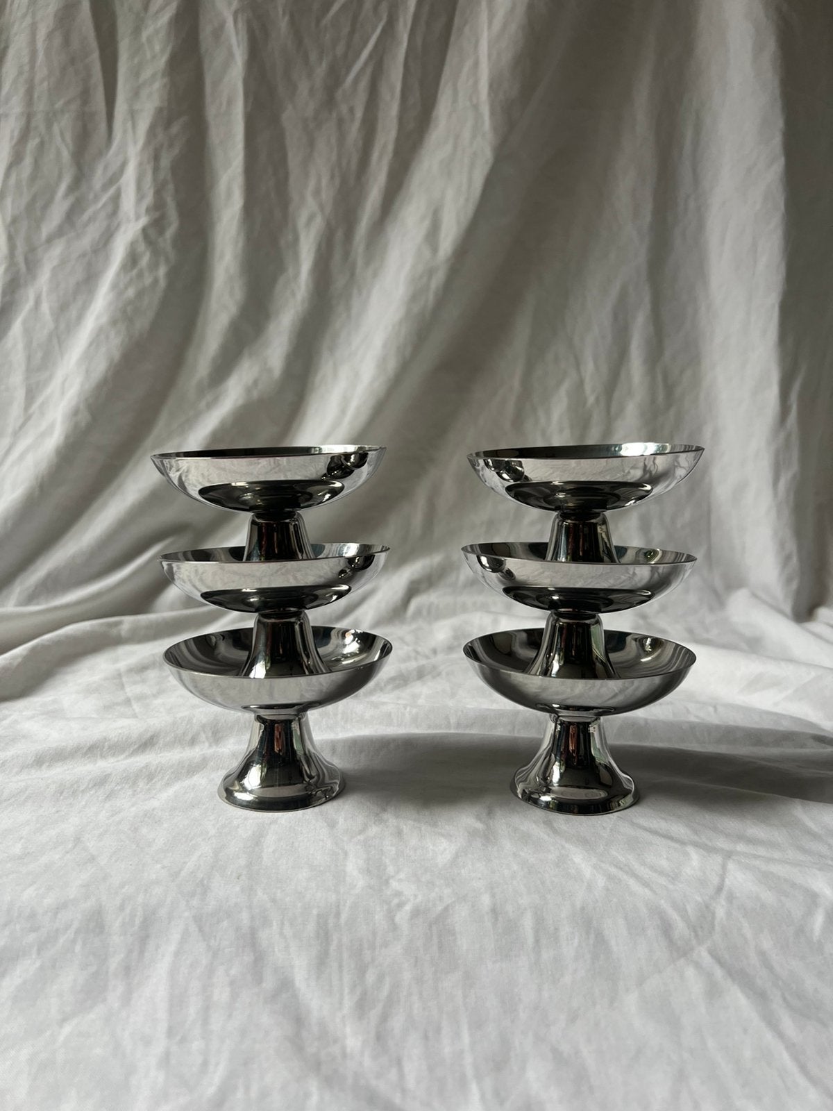 Vintage Franse RVS ijscoupes Guy Degrenne inox bistrostijl, Ophalen, Overige materialen, Overige stijlen, Overige typen