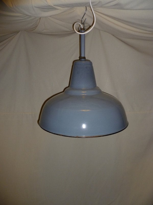 Retro vintage jaren 60 geëmailleerde industrie lamp, Gebruikt, Metaal, Vintage industrie, E27 (groot)