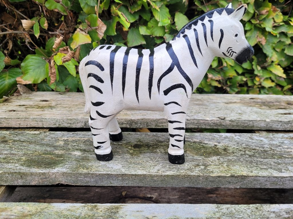 hout snijwerk handgemaakte oude houten zebrapaard beeld, Ophalen of Verzenden, Handgemaakt, Houtsnijwerk