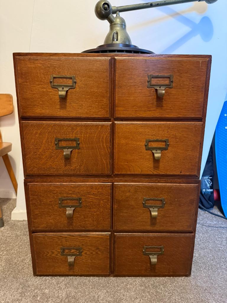 Antieke Vintage Oude Houten Archief Ladekast Archiefkast, Huis en Inrichting, Kasten | Ladekasten, Ophalen, Gebruikt, 5 laden of meer