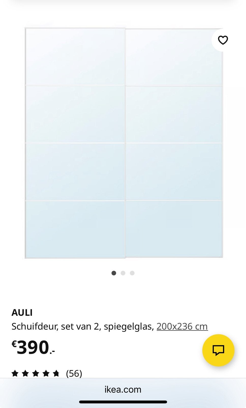 Spiegelglazen schuifdeuren Ikea Pax Auli 2 meter, Ophalen, 200 cm of meer, Zo goed als nieuw, 200 cm of meer