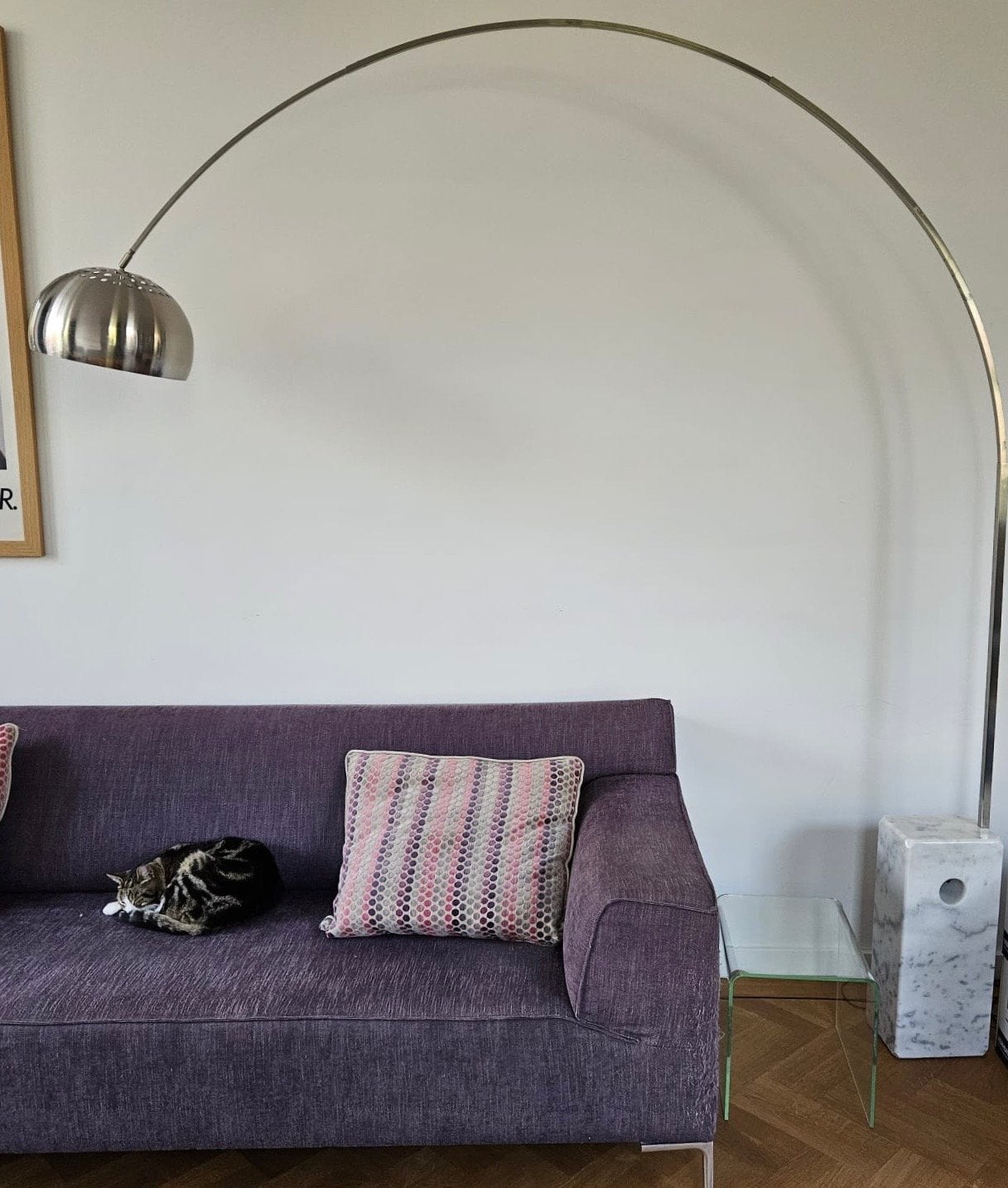 Flos Arco vloerlamp met marmeren voet, Ophalen, Gebruikt, 200 cm of meer, E27 (groot)