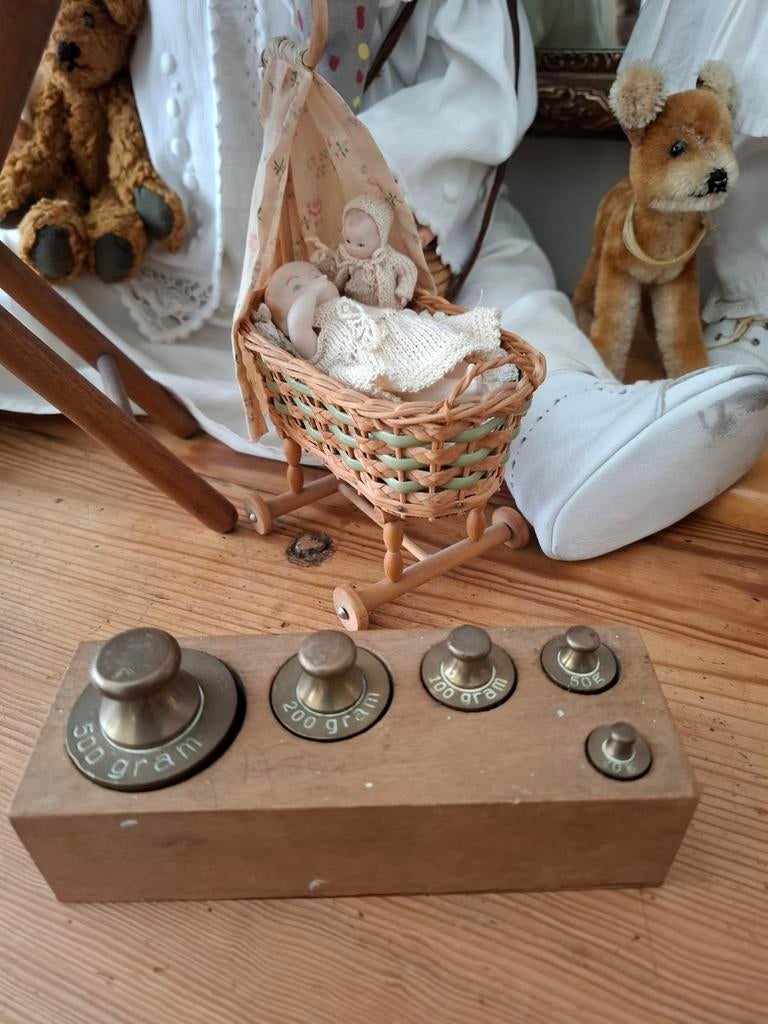 Hout blok met gewichten, Antiek en Kunst, Curiosa en Brocante, Ophalen of Verzenden