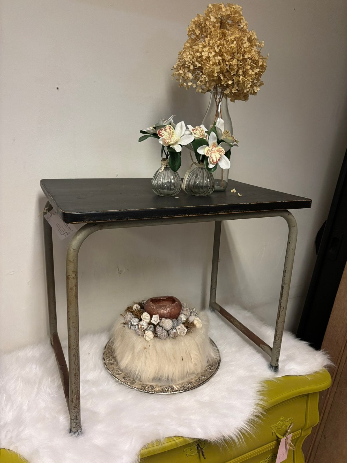 Vintage industriele bijzettafel / salontafel, 45 tot 60 cm, Studio Larilo, Vintage, Zo goed als nieuw