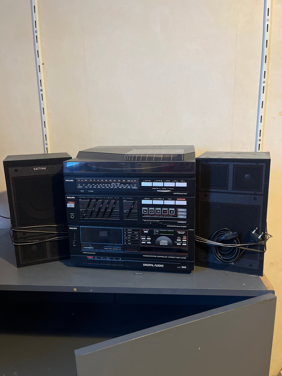 Oude Philips 3-in-1 Stereo met Platenspeler en Speakers, Ophalen, Philips, Gebruikt, Cassettedeck