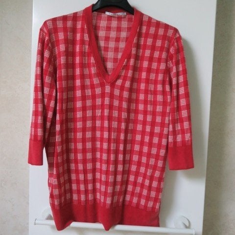 Pulleke v-hals ruit rood cashmere zijde Agnona mt 42 (it46), Kleding | Dames, Agnona, Maat 42/44 (L), Ophalen of Verzenden, Zo goed als nieuw