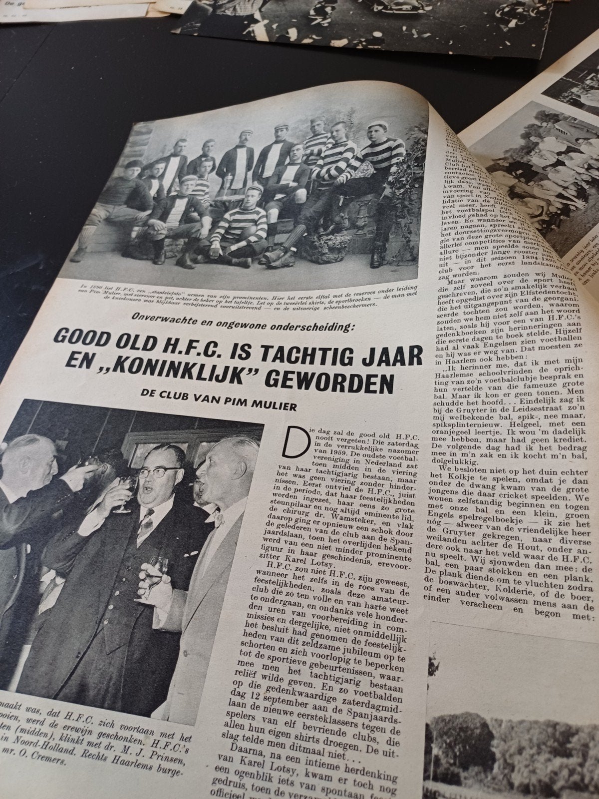 artikel 80 jaar voetbalclub H.F.C. Haarlem 1959, Ophalen of Verzenden, Gebruikt, Overige binnenlandse clubs, Poster, Plaatje of Sticker