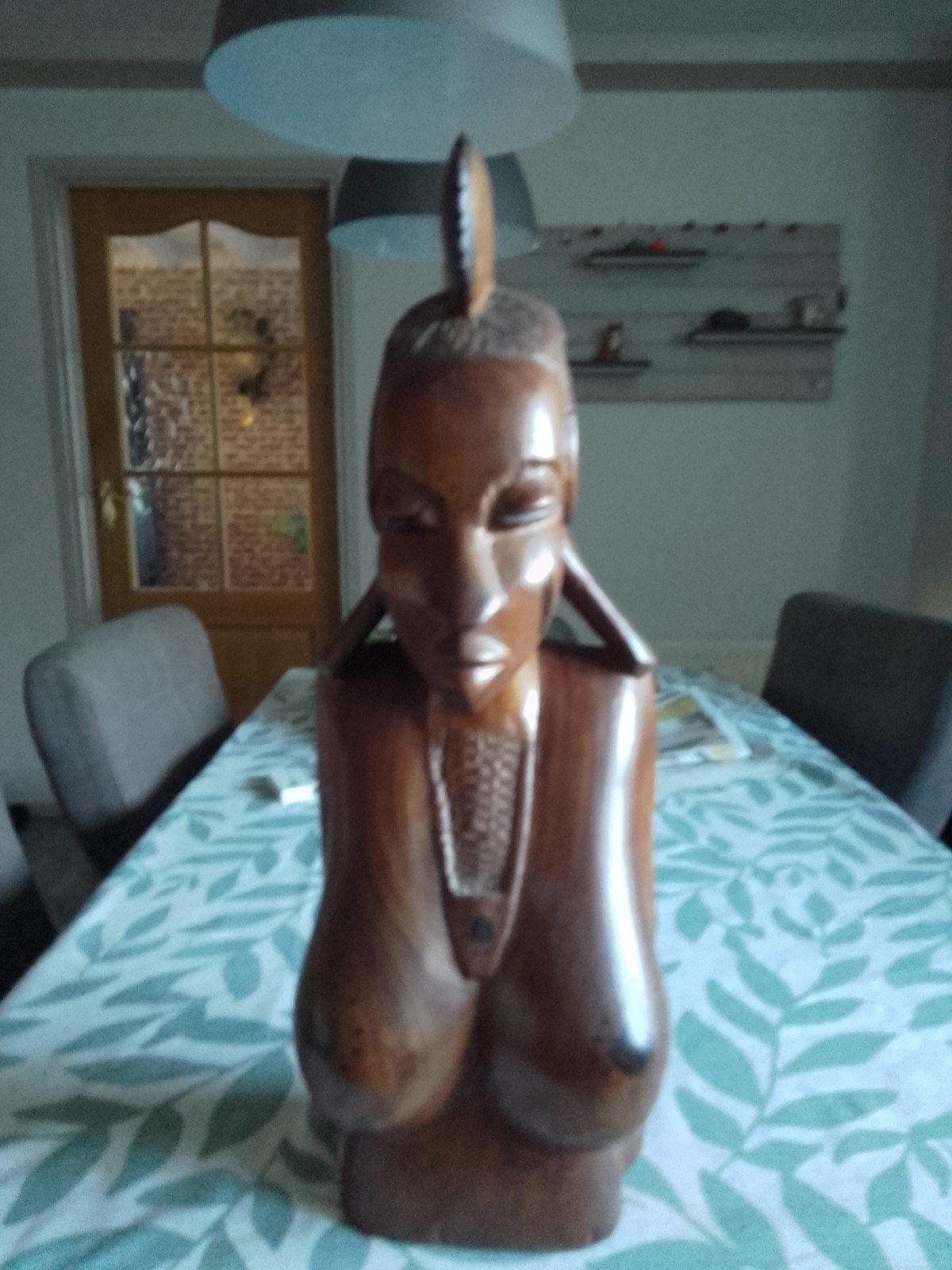Zware houten buste, 60 cm hoog, Antiek en Kunst, Ophalen, Buste, 50 - 100 cm, Handgemaakt