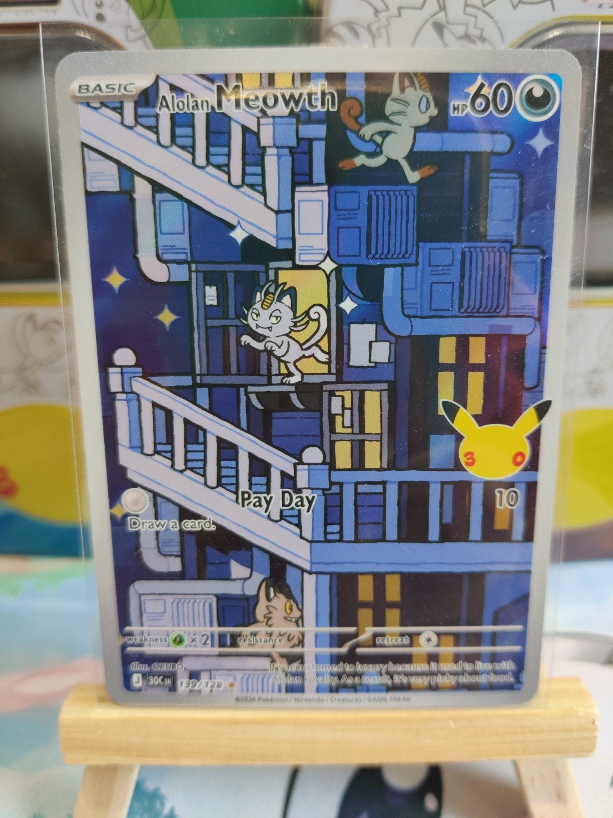 Meowth 139 30 anniversary, Hobby en Vrije tijd, Ophalen, Nieuw, Losse kaart, Foil