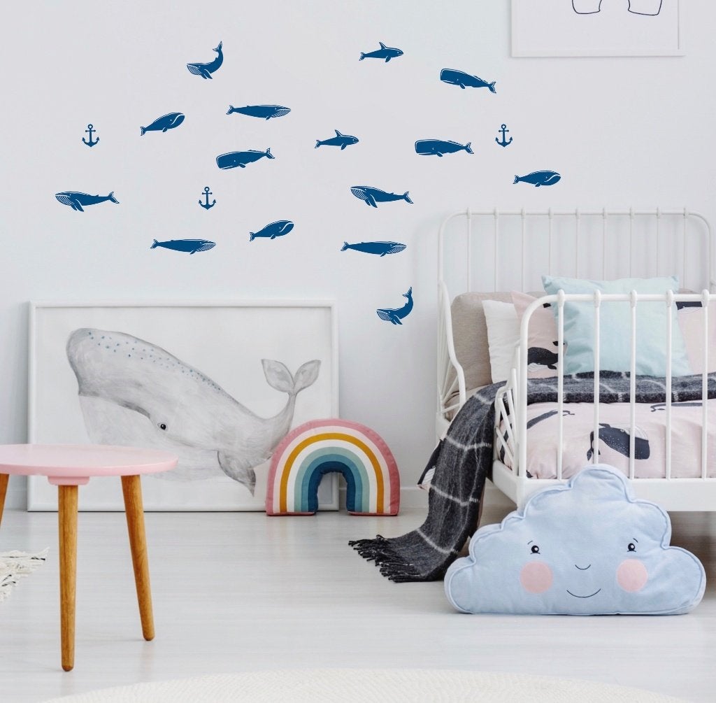 Muurstickers Walvis Blauw Pöm le Bonhomme, 274 Avenue Joseph Roumanille, 13600 La Ciotat, France, Pom Le Bonhomme, Nieuw, Ophalen of Verzenden