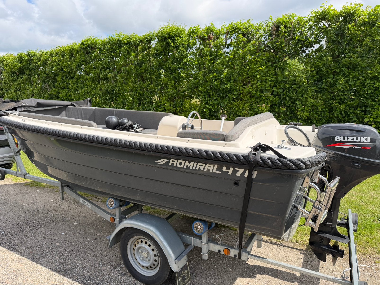 Admiral 470 Sloep met 9,9 Suzuki bbm en elkt.st.+evt trailer, Admiral, Aluminium, Ophalen of Verzenden, Zo goed als nieuw