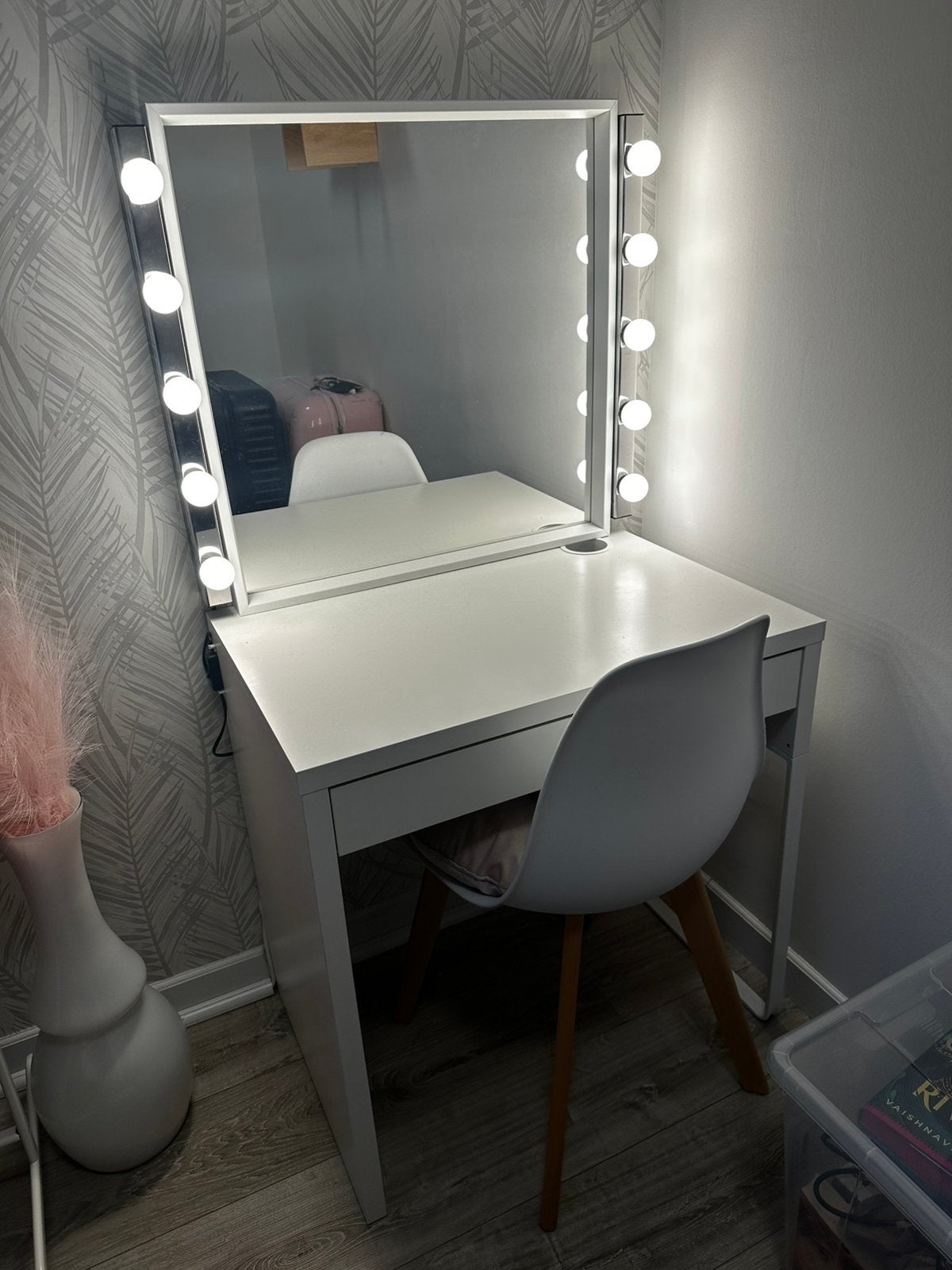 Kaptafel set Ikea (stoel + tafel + spiegel + lampen), Ophalen, Zo goed als nieuw, 50 tot 100 cm, Minder dan 100 cm