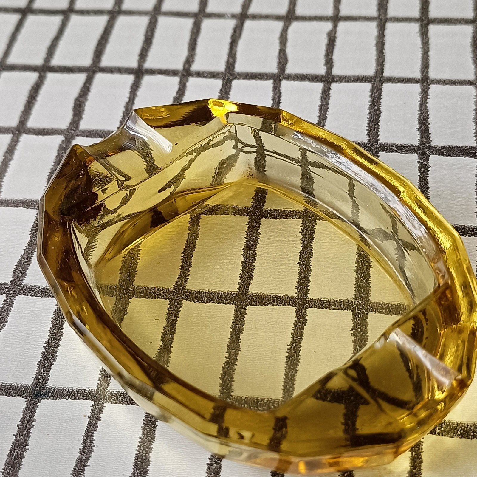 Vintage amberkleurige glazen asbak, Ophalen of Verzenden